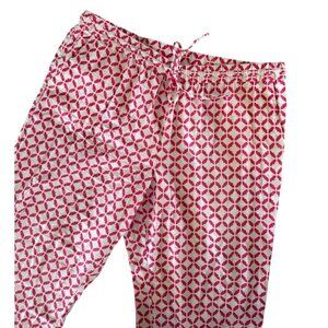 Linen Charter Club Luxury XL Pink White Quatrefoil Drawstring Pull On Pants NWOT